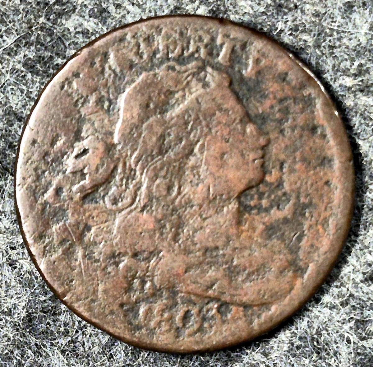 1803 Draped Bust Large Cent Small Date Large Fraction Coin Shown G Features