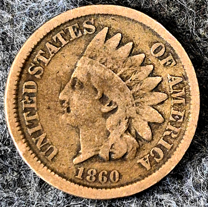1860 Indian Head Cent VG-F Features Type II Chunky Oak Wreath Shield Coin Shown