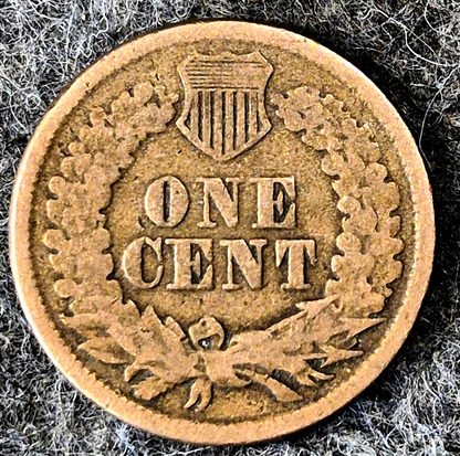 1860 Indian Head Cent VG-F Features Type II Chunky Oak Wreath Shield Coin Shown