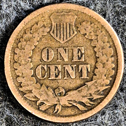 1860 Indian Head Cent VG-F Features Type II Chunky Oak Wreath Shield Coin Shown