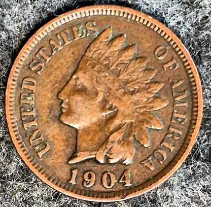 1904 Indian Head Cent XF+ Features Type III Bronze Oak Wreath Shield Coin Shown