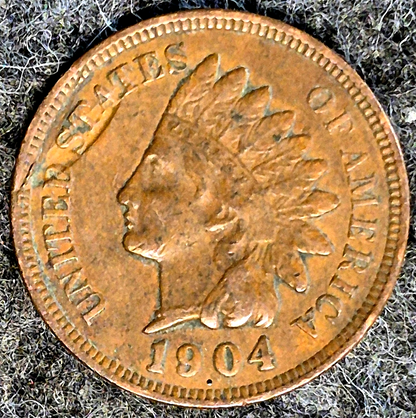 1904 Indian Head Cent XF+ Features Type III Bronze Oak Wreath Shield Coin Shown