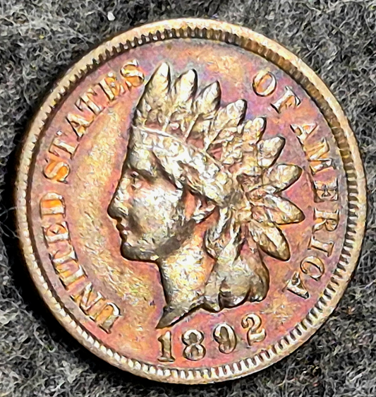 1892 Indian Head Cent Choice XF++ Features High Grade Super Toned See Video