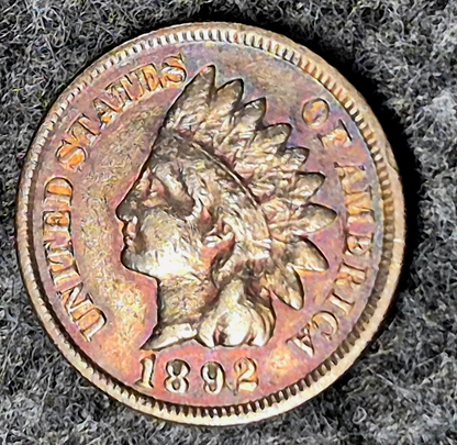 1892 Indian Head Cent Choice XF++ Features High Grade Super Toned See Video