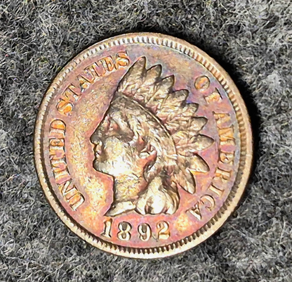 1892 Indian Head Cent Choice XF++ Features High Grade Super Toned See Video