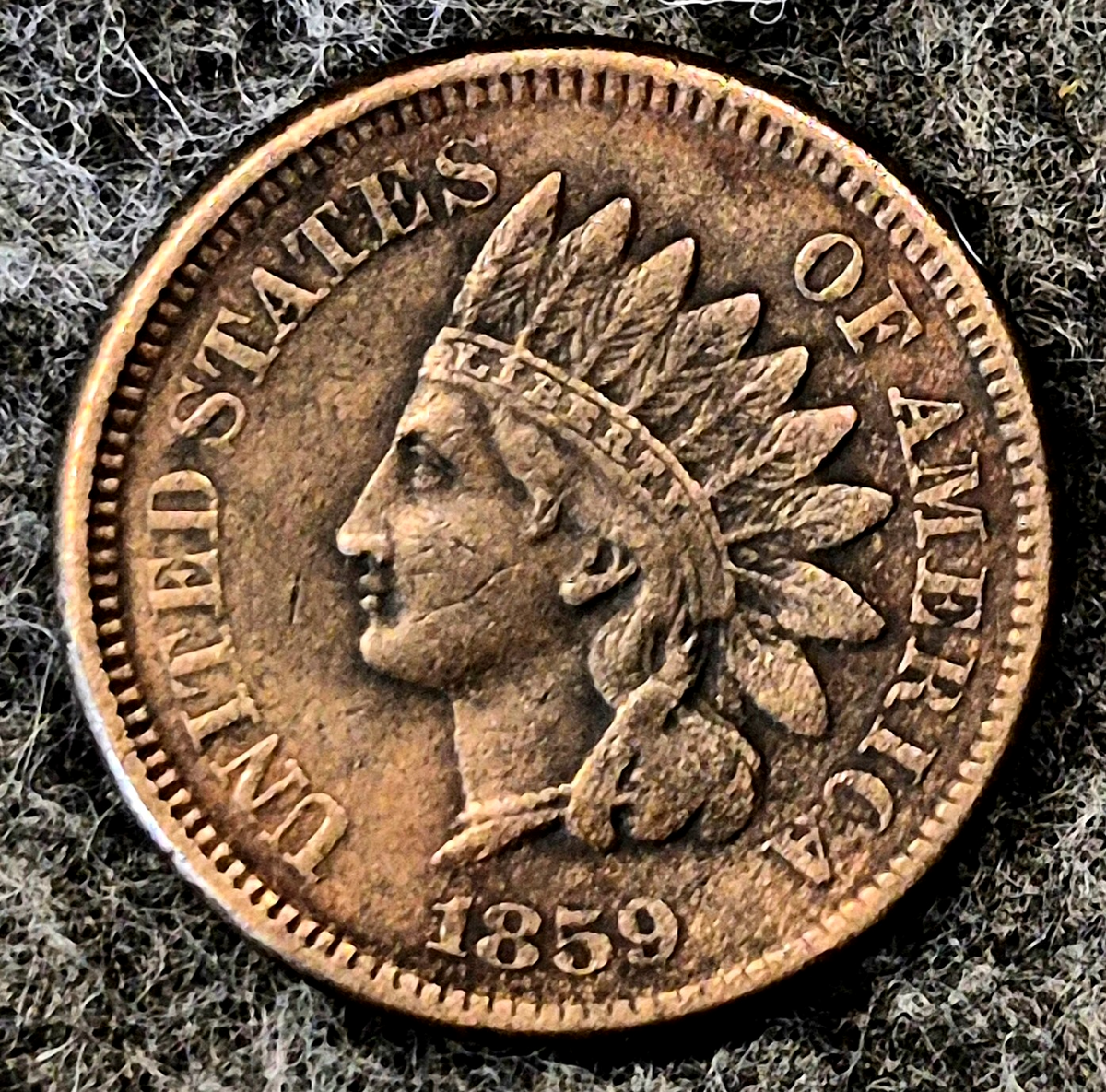 1859  INDIAN CENT FIRST YEAR XF-AU FEATURES TYPE ONE LAUREL WREATH REVERSE 1C
