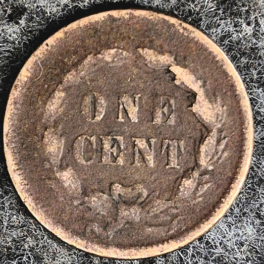 1859  INDIAN CENT FIRST YEAR XF FEATURES TYPE ONE LAUREL WREATH REVERSE 1C