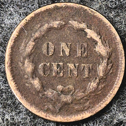 1859  INDIAN CENT FIRST YEAR XF FEATURES TYPE ONE LAUREL WREATH REVERSE 1C