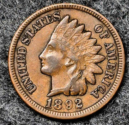 1892 Indian Head Cent Choice Crisp AU Features High Grade Coin Shown  1C
