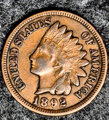 1892 Indian Head Cent Choice Crisp AU Features High Grade Coin Shown  1C