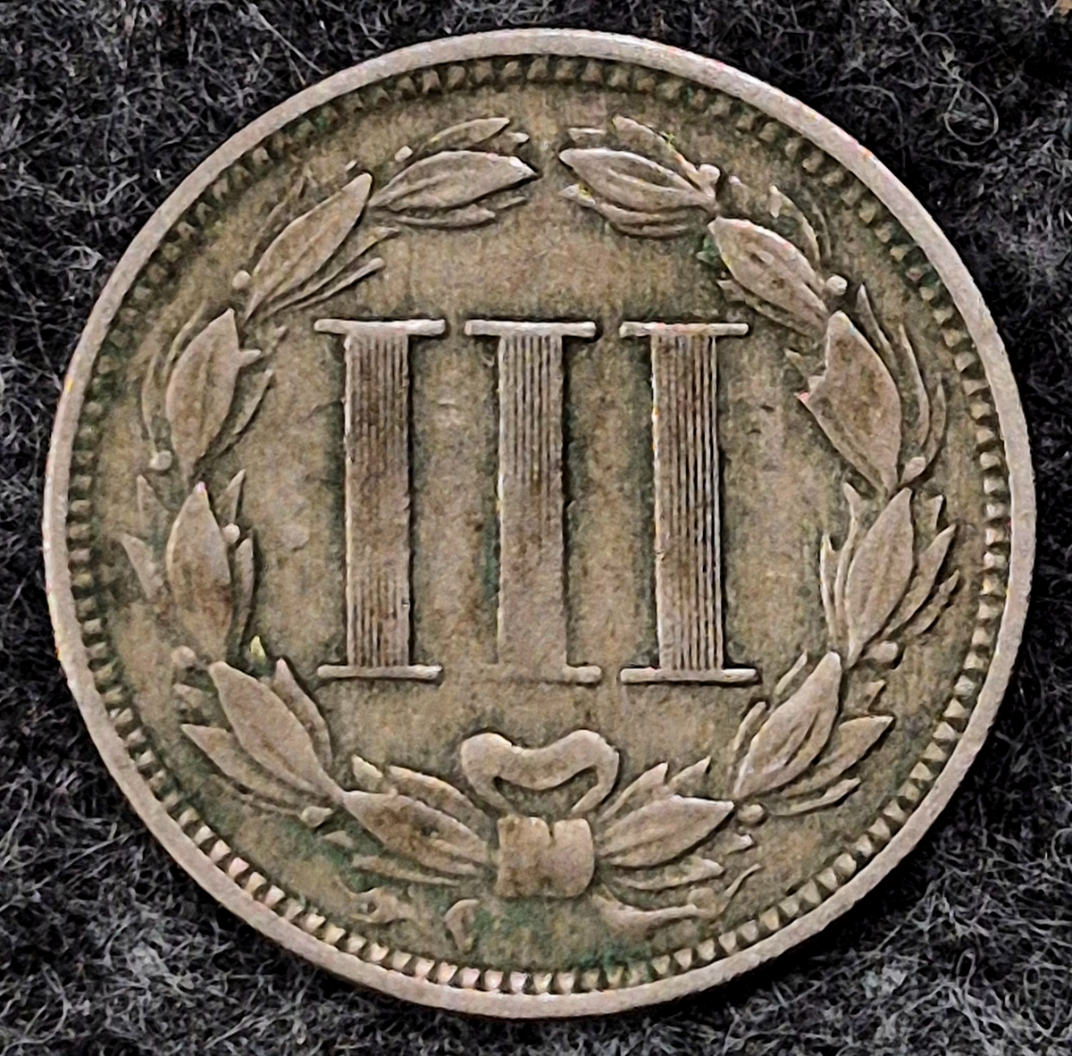 1866 Three Cent Nickel Very Fine Features Full Liberty, Strong Pillar Lines 3C