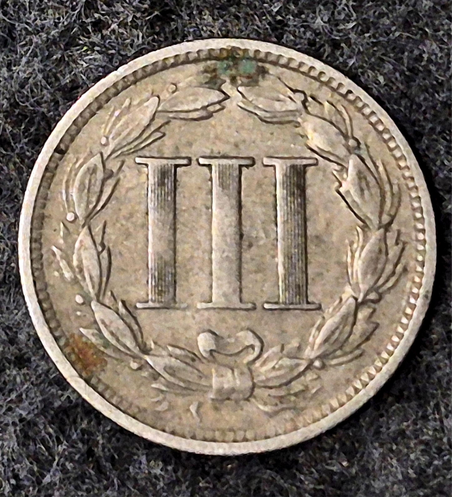 1865 First Year 3 Cent Nickel Fine Features Full Liberty & Clear Headband