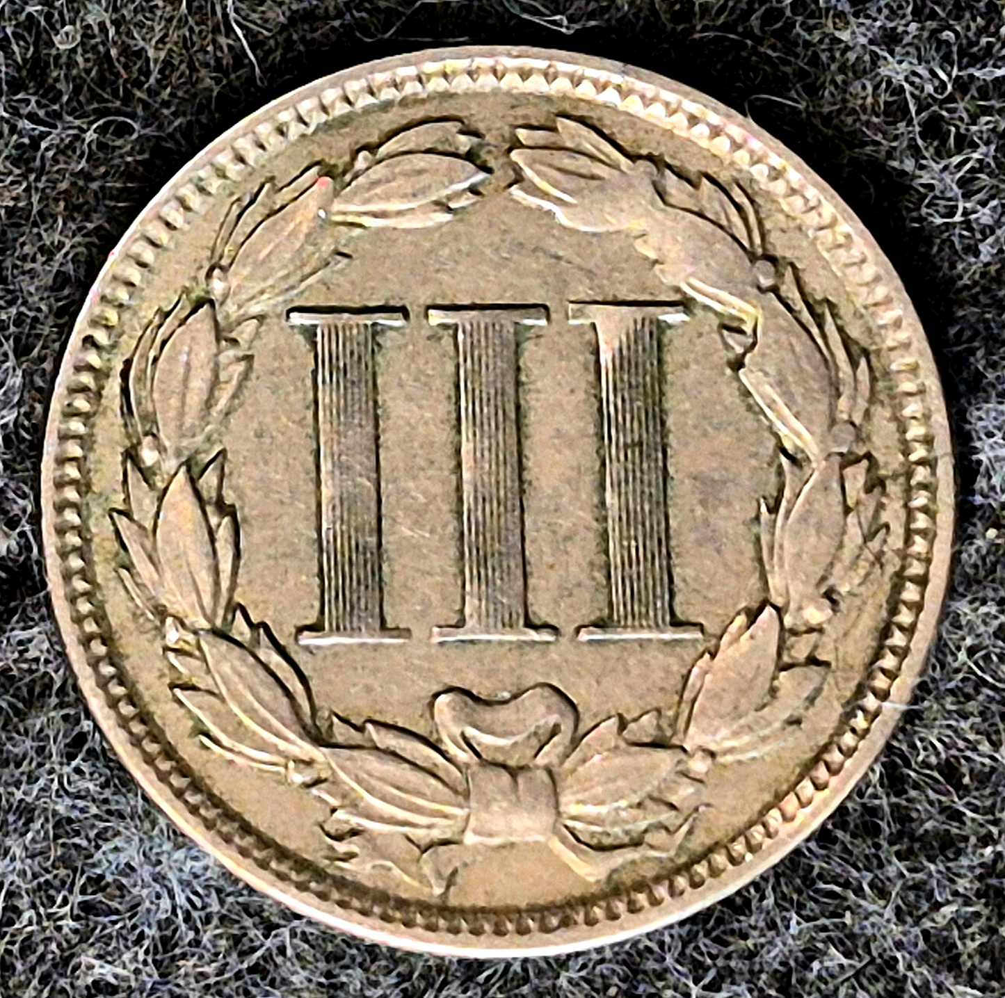 1865 First Year 3 Cent Nickel Extra Fine+ Features Full Liberty & Pillars