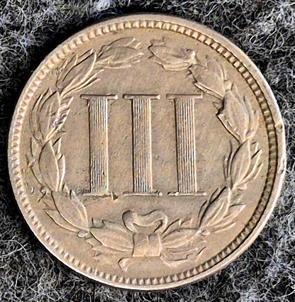 1865 First Year 3 Cent Nickel Extra Fine Features Full Liberty & Pillars