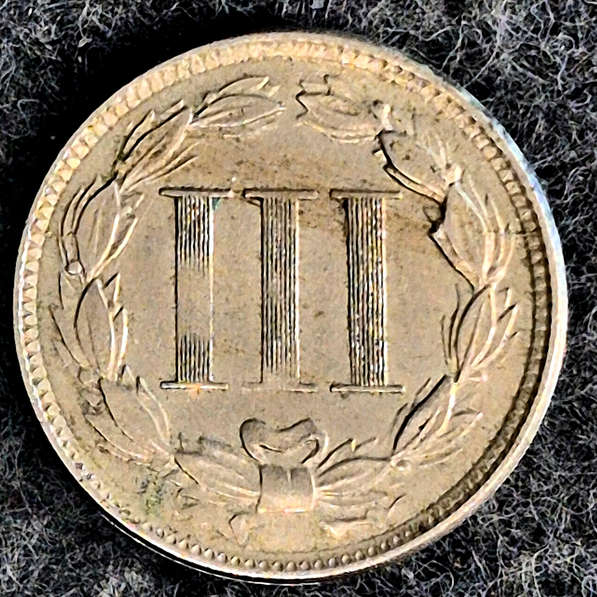 1865 First Year 3 Cent Nickel Extra Fine Features Full Liberty & Pillars