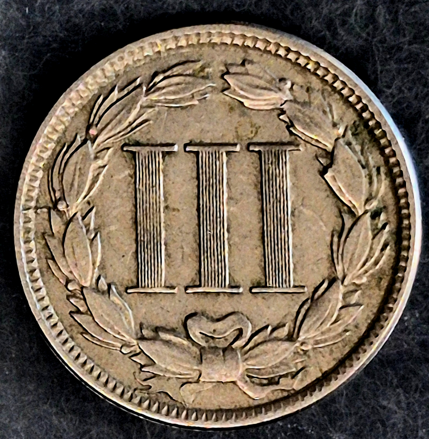 1865 First Year 3 Cent Nickel XF-AU Features Full Liberty & Pillars