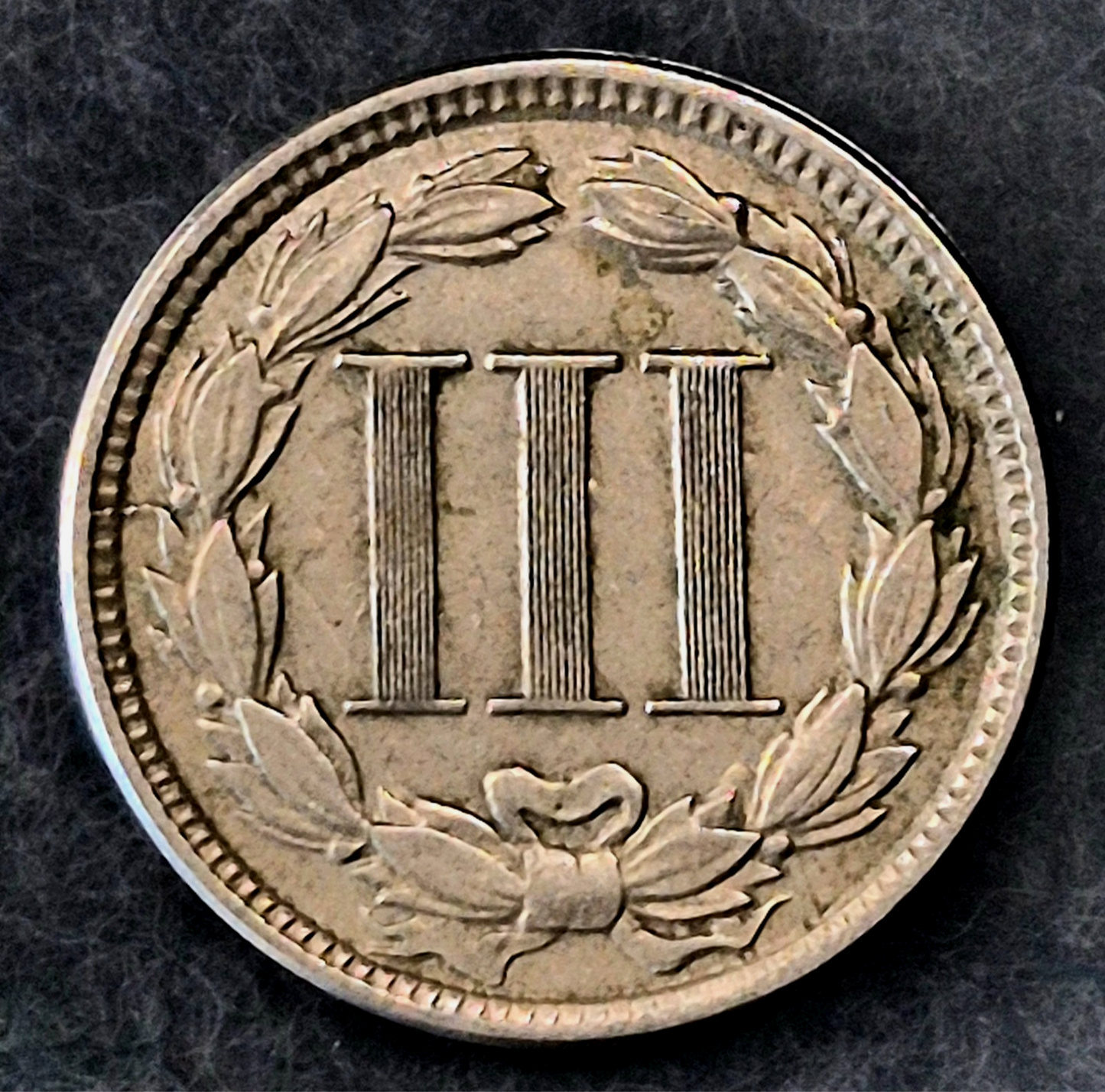 1865 First Year 3 Cent Nickel XF-AU Features Full Liberty & Pillars