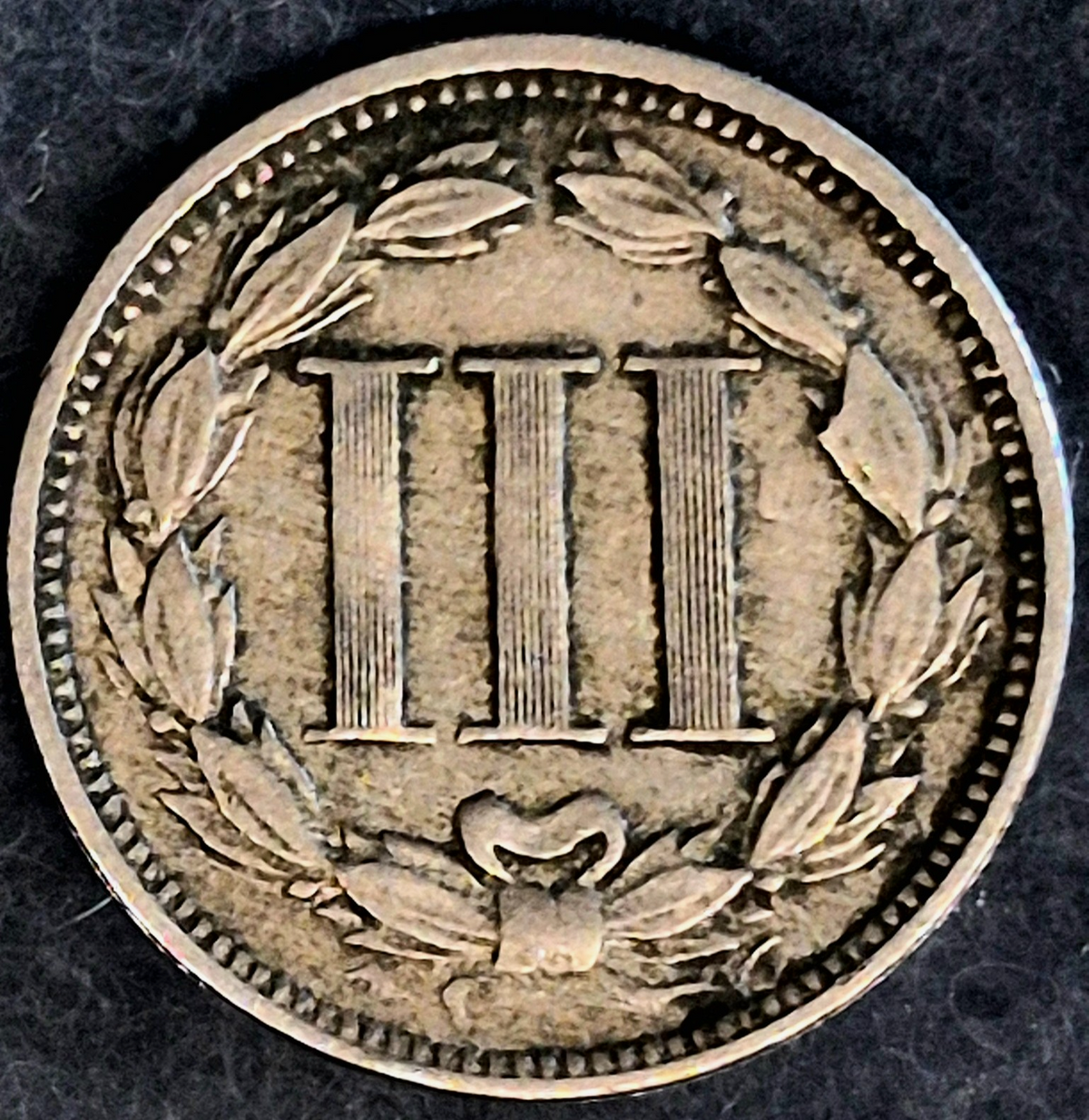 1865 First Year 3 Cent Nickel XF+ Features Full Liberty & Pillars