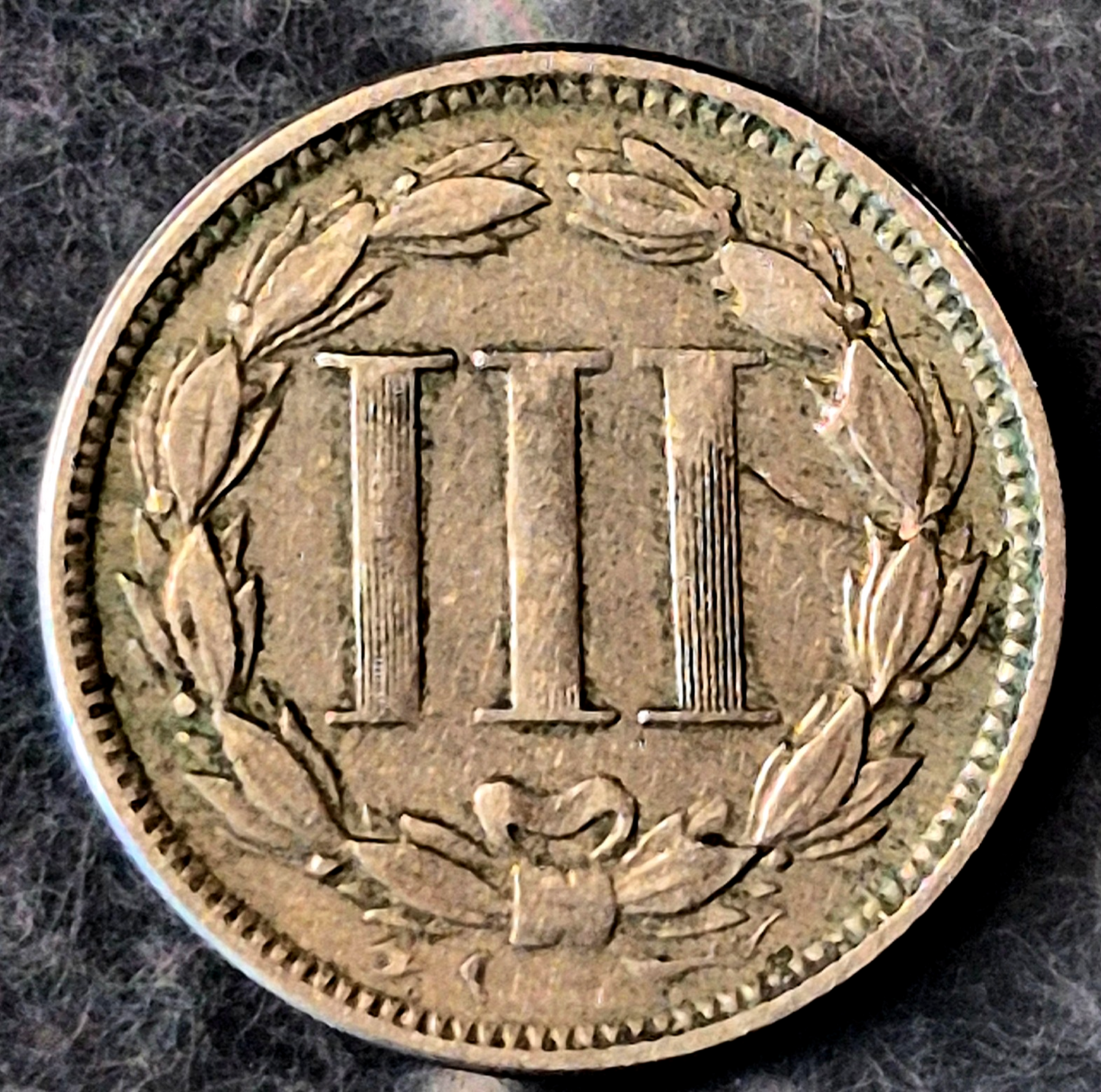 1865 First Year 3 Cent Nickel XF Features Full Liberty & Pillars