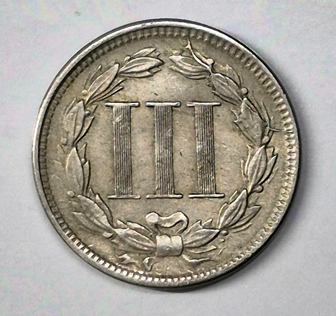 1865 First Year 3 Cent Nickel Extra Fine Features Full Liberty & Pillars