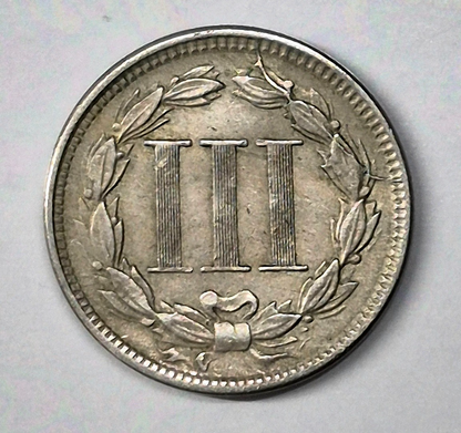 1865 First Year 3 Cent Nickel Extra Fine Features Full Liberty & Pillars
