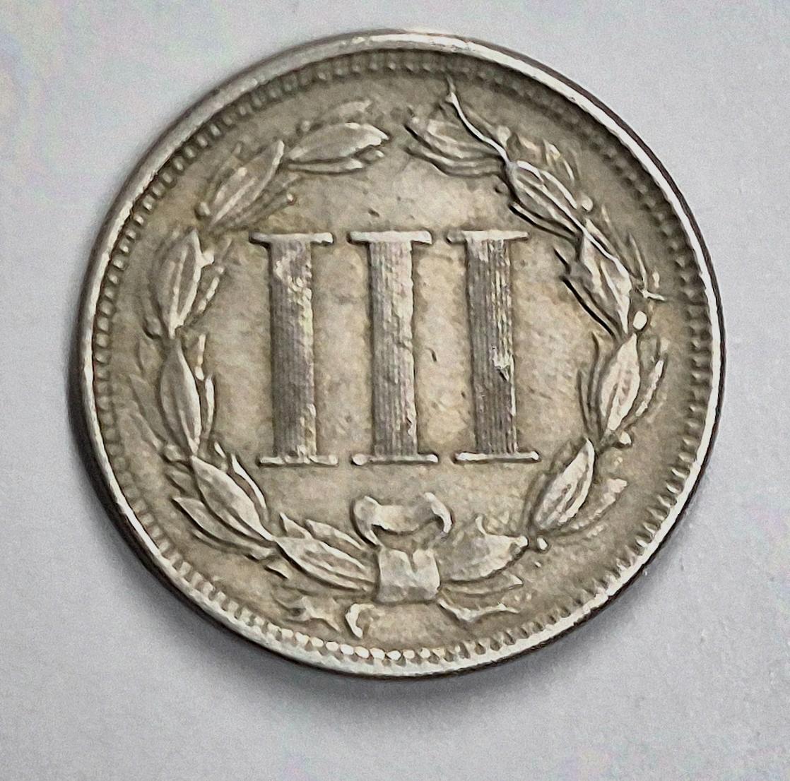 1865 First Year 3 Cent Nickel Extra Fine Features Full Liberty & Pillars