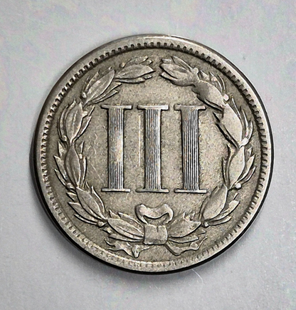 1865 First Year 3 Cent Nickel Extra Fine Features Full Liberty & Pillars