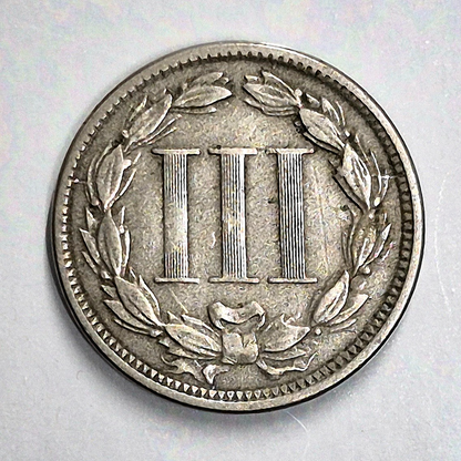 1865 First Year 3 Cent Nickel Extra Fine Features Full Liberty & 90% Pillars