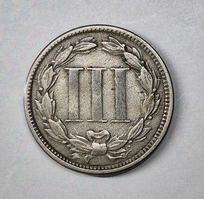 1865 First Year 3 Cent Nickel Extra Fine Features Full Liberty & 90% Pillars