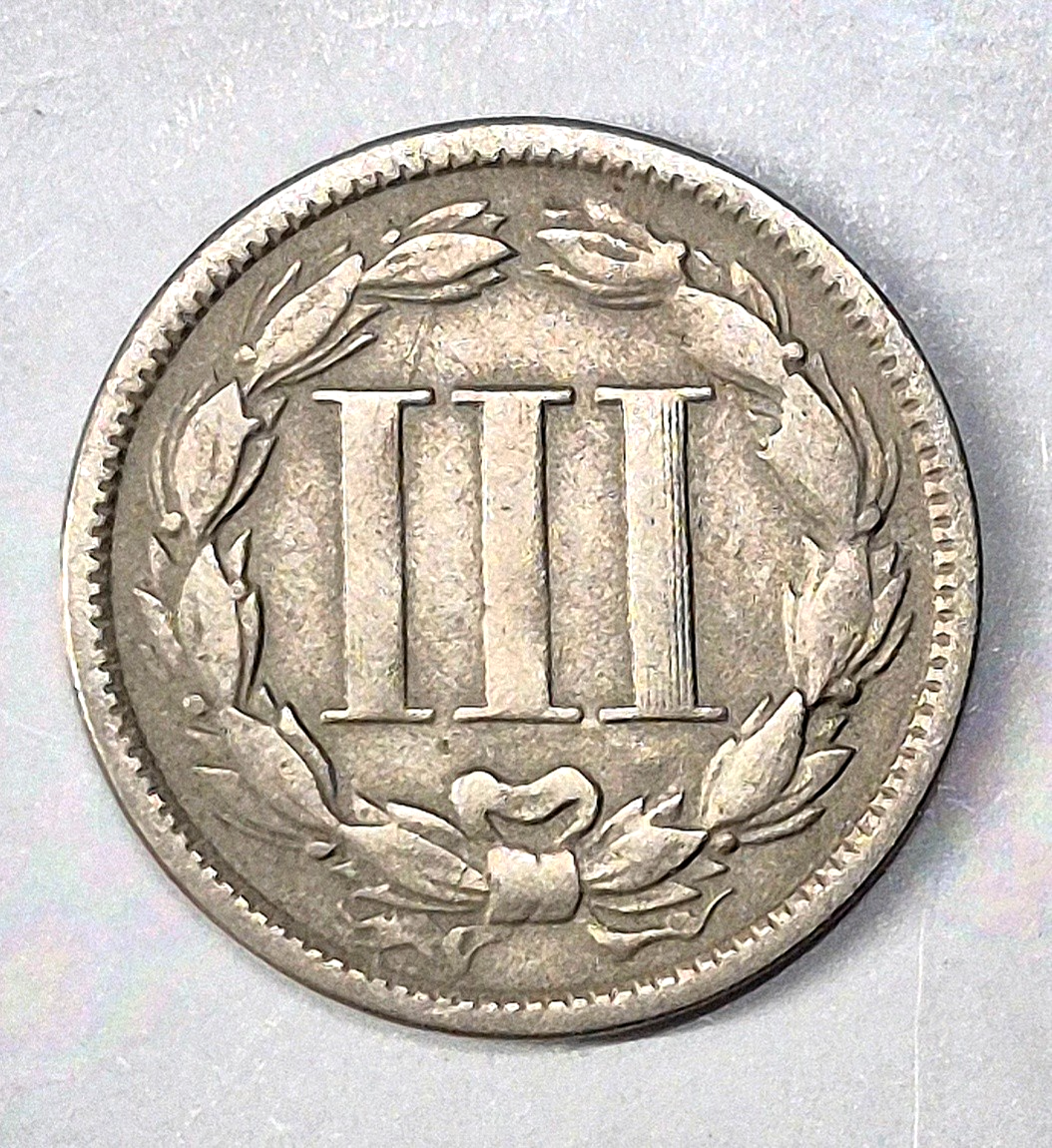 Cents of 1865, (1) Indian Head 1C, (1) Two Cent Pc. 2C (1) Liberty Three Cent 3C