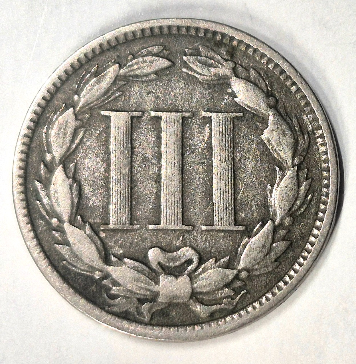 1873 3 Cent Nickel VG-F Features Closed "3" Partial Liberty 90% Pillars