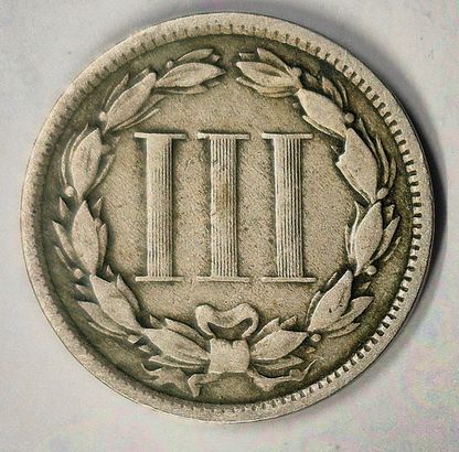 1873 3 Cent Nickel VG-F Features Open "3" Full Liberty, 90% Pillars 3C