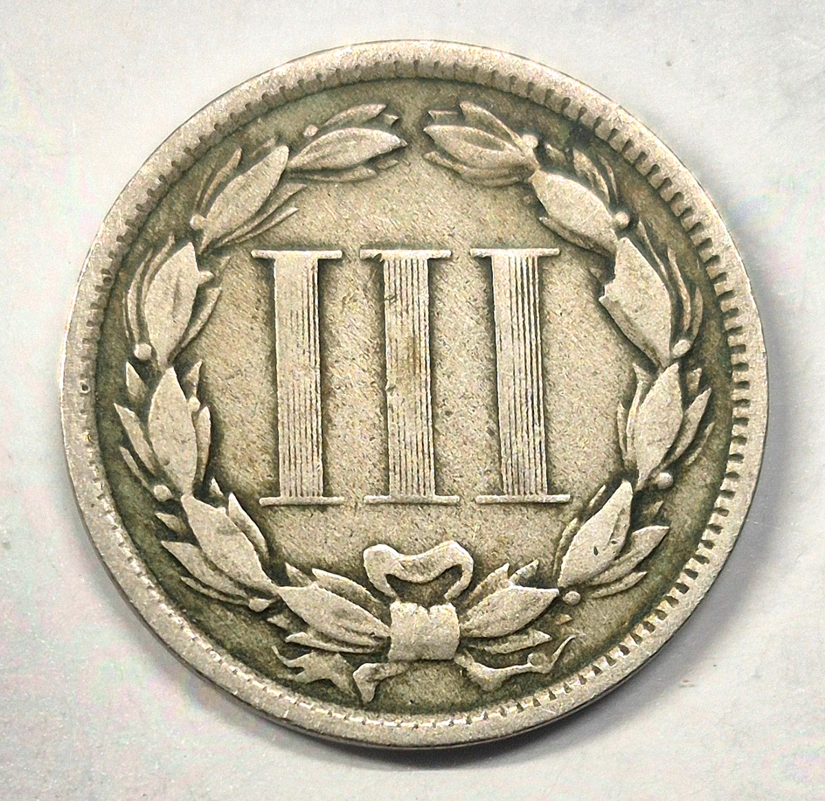 1873 3 Cent Nickel VG-F Features Open "3" Full Liberty, 90% Pillars 3C