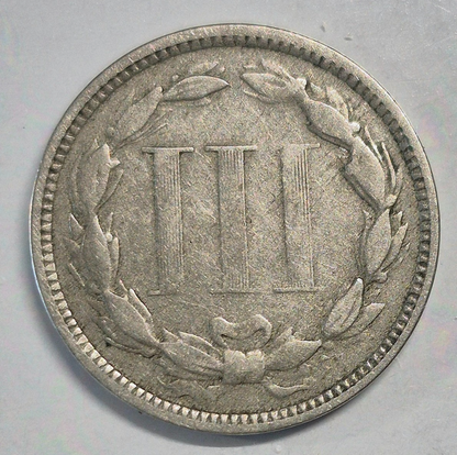 1873 3 Cent Nickel VG-F Features Open "3" Full Liberty, 90% Pillars 3C