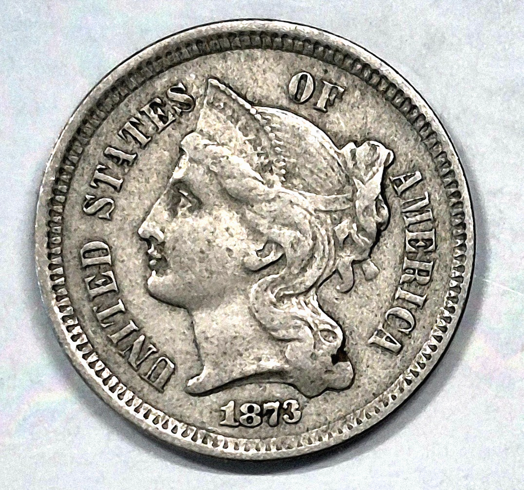 1873 3 Cent Nickel VF-XF Features Open "3" Full Liberty & Pillars 3C