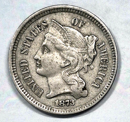 1873 3 Cent Nickel VF-XF Features Open "3" Full Liberty & Pillars 3C