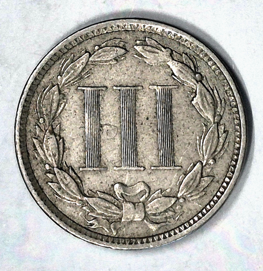 1873 3 Cent Nickel VF-XF Features Open "3" Full Liberty & Pillars 3C