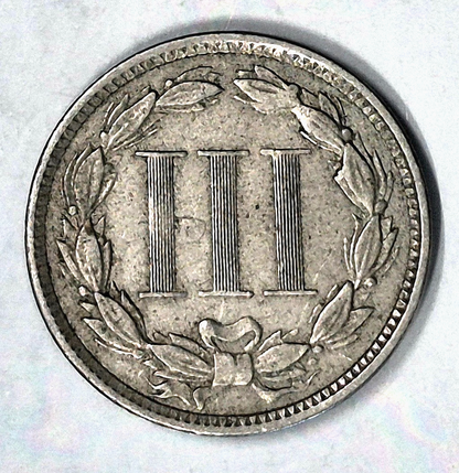 1873 3 Cent Nickel VF-XF Features Open "3" Full Liberty & Pillars 3C