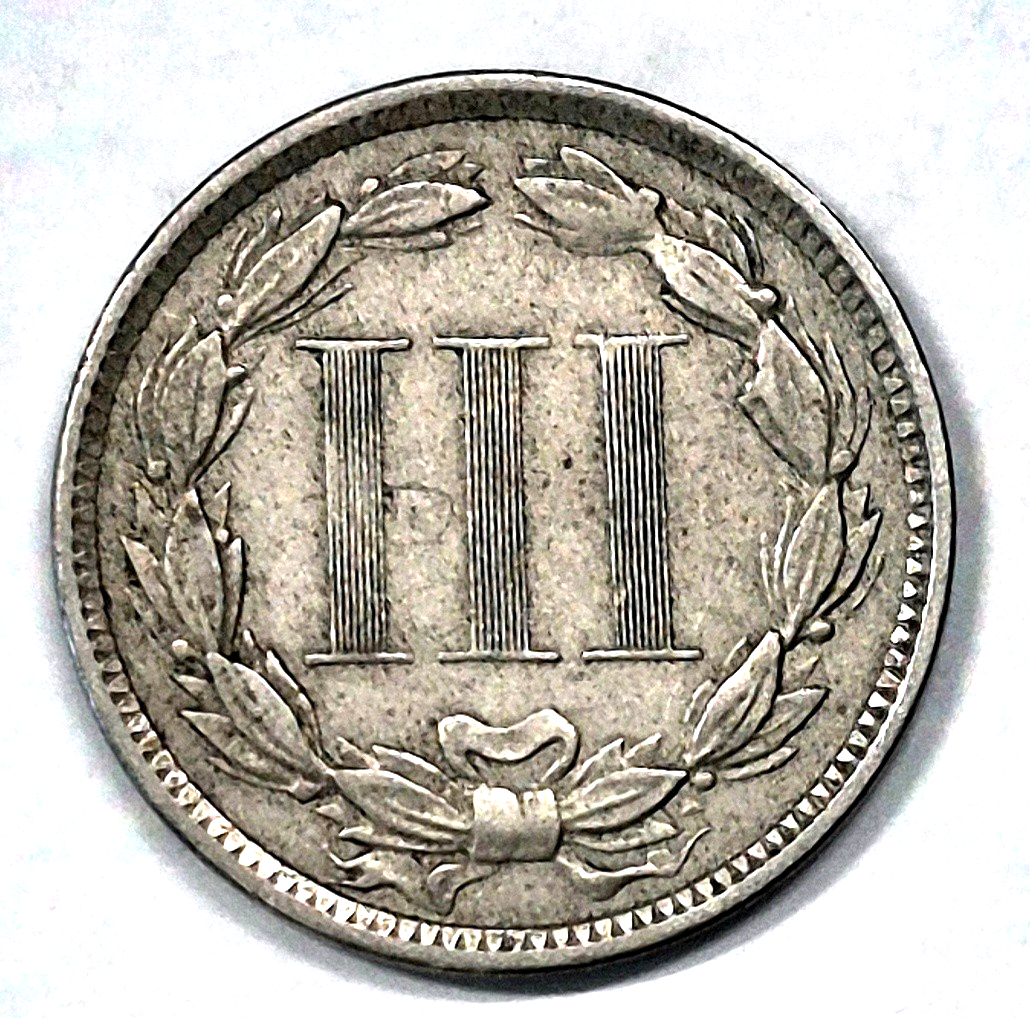 1873 3 Cent Nickel VF-XF Features Open "3" Full Liberty & Pillars 3C