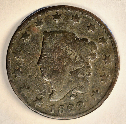 1822 Matron Head Large Cent  AG-G Features 1C Coin Shown