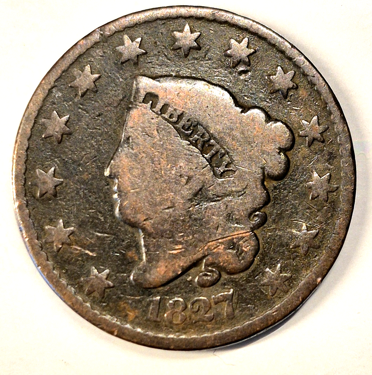1827 Coronet Head Large Cent BN KM#45 Copper US 1C Item Shown