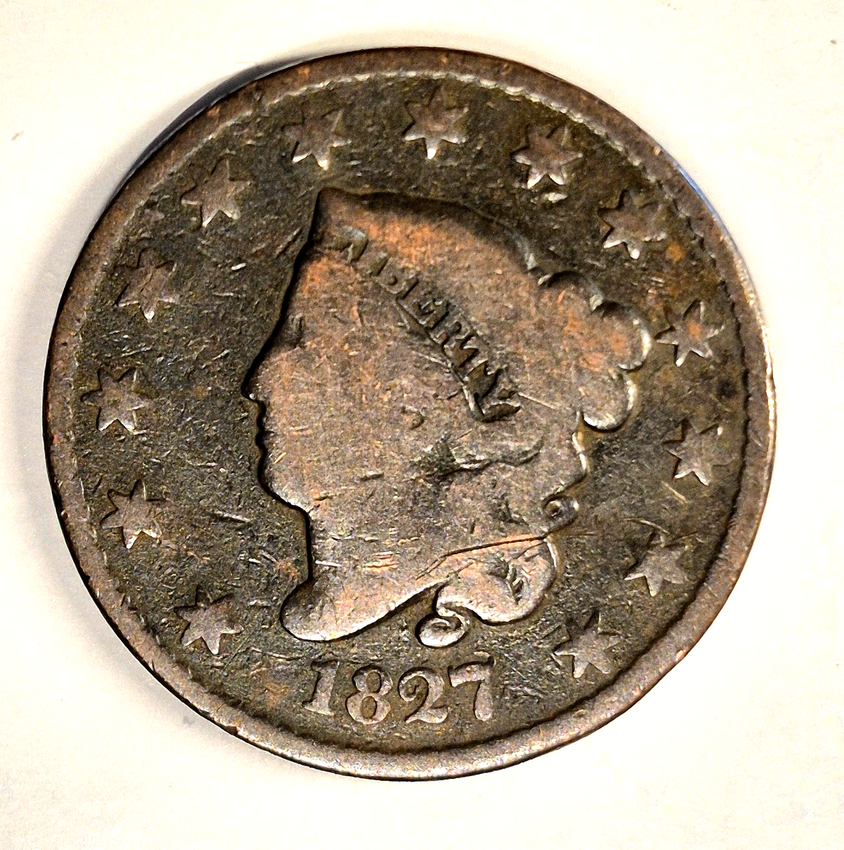 1827 Coronet Head Large Cent BN KM#45 Copper US 1C Item Shown