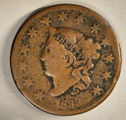 1833 Coronet Head Large Cent VG Features Coin Shown US 1C
