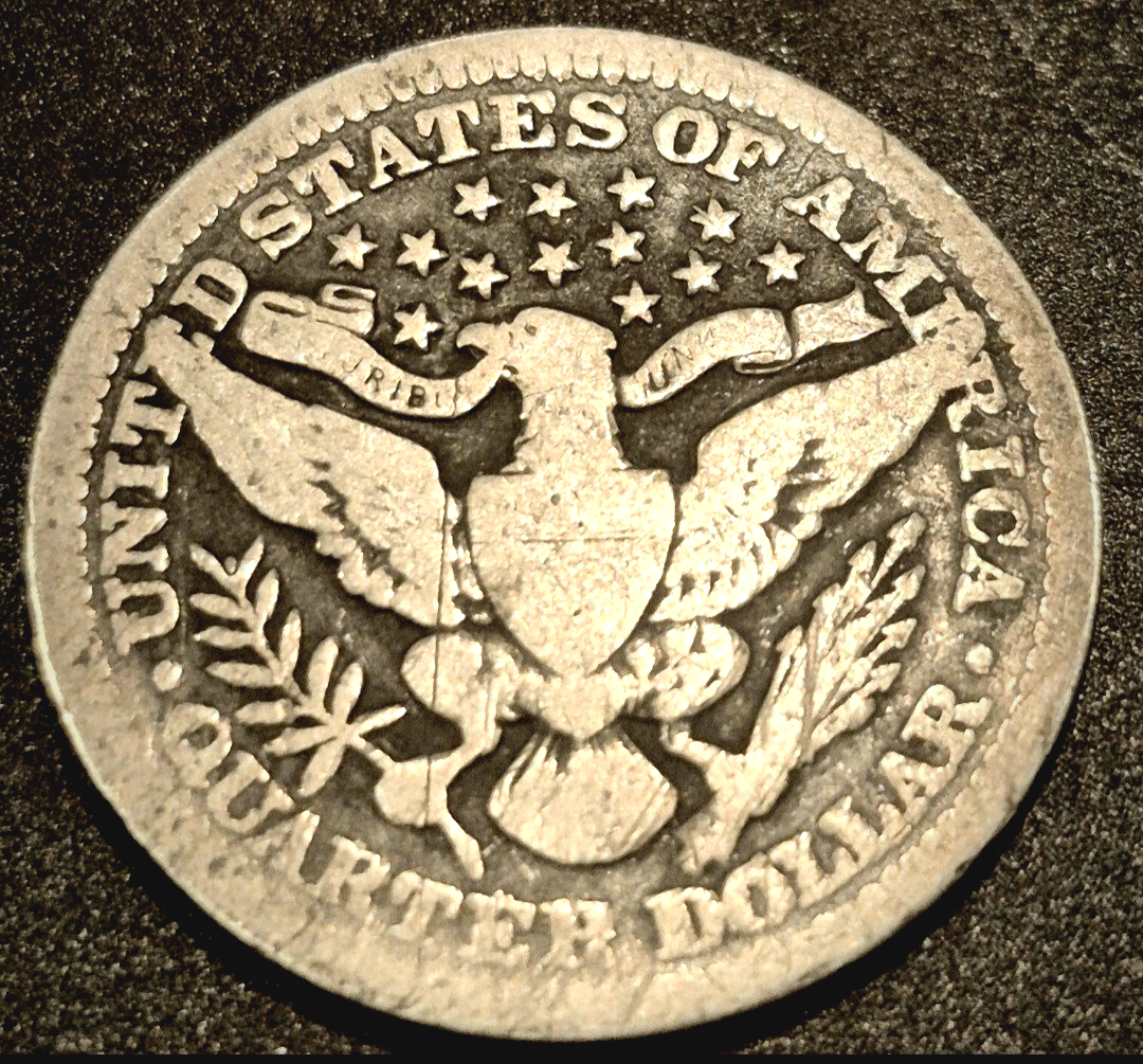 1913 Barber Silver Quarter 90 % SILVER Better Date Coin Crisp VG-F Features 25C