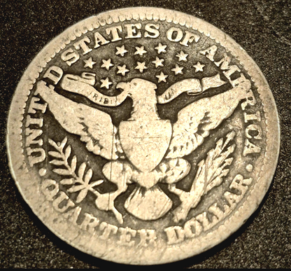 1913 Barber Silver Quarter 90 % SILVER Better Date Coin Crisp VG-F Features 25C