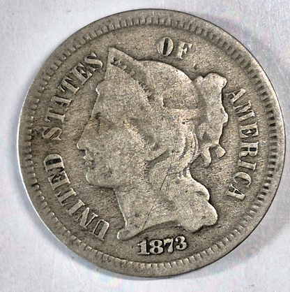 1868 3 Cent Nickel Very Good Features Full Liberty Partial Pillars US 3C