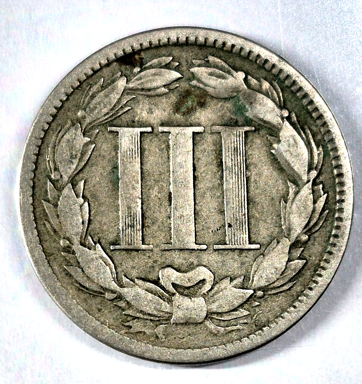 1868 3 Cent Nickel Very Good Features Full Liberty Partial Pillars US 3C