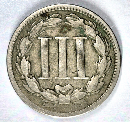 1868 3 Cent Nickel Very Good Features Full Liberty Partial Pillars US 3C