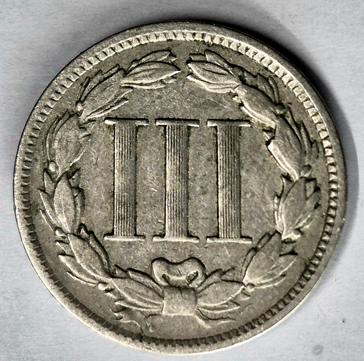 1868 3 Cent Nickel Very Fine Features Full Liberty Partial Pillars US 3C