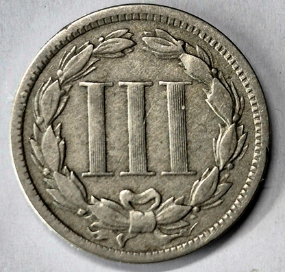 1868 3 Cent Nickel Very Fine Features Full Liberty Partial Pillars US 3C